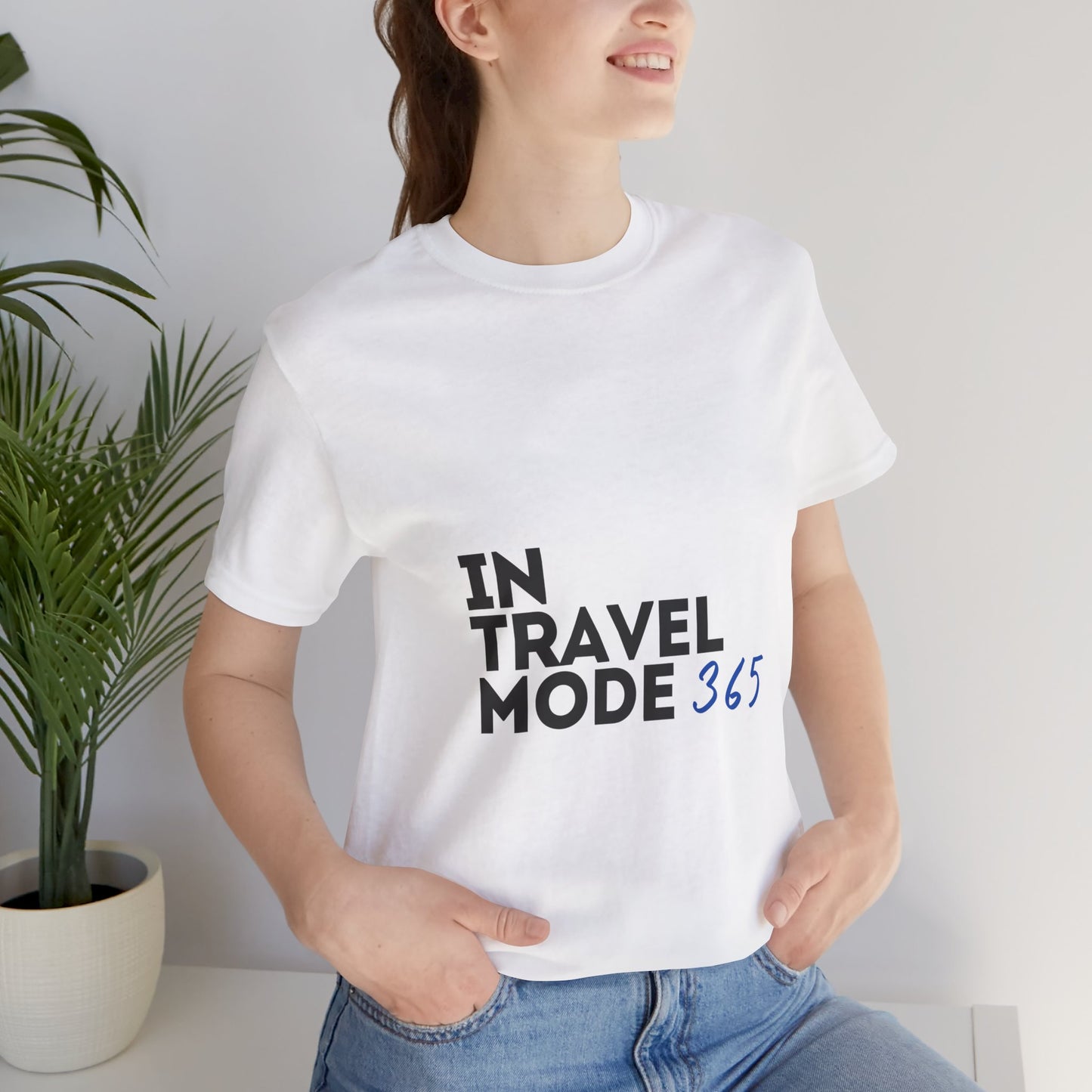 Travel Mode White Unisex Jersey Short Sleeve Tee